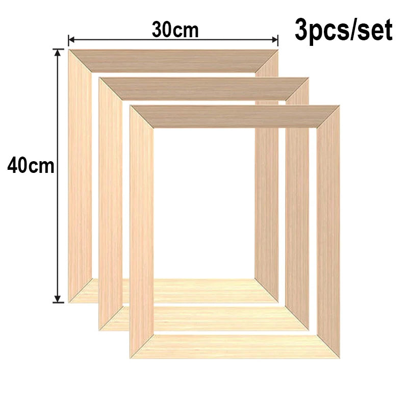 3-Pack Natural Wood Picture Frames A4 30×40 for Diamond Painting Decor