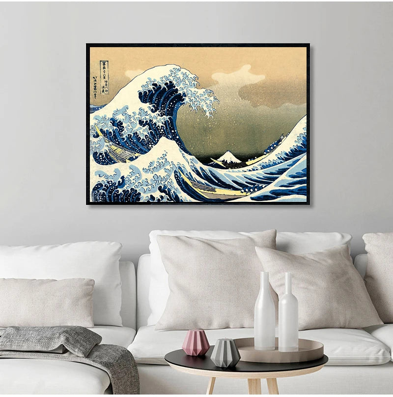 The Great Wave of Kanagawa Ukiyoe Canvas Print Japanese Vintage