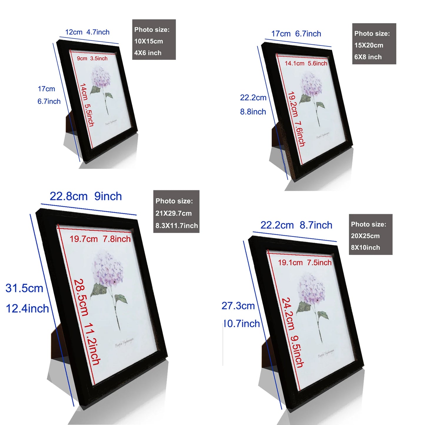 5-Pack Wooden Photo Frames Set 10×15, 15×20, 20×25 & A4 for Certificates
