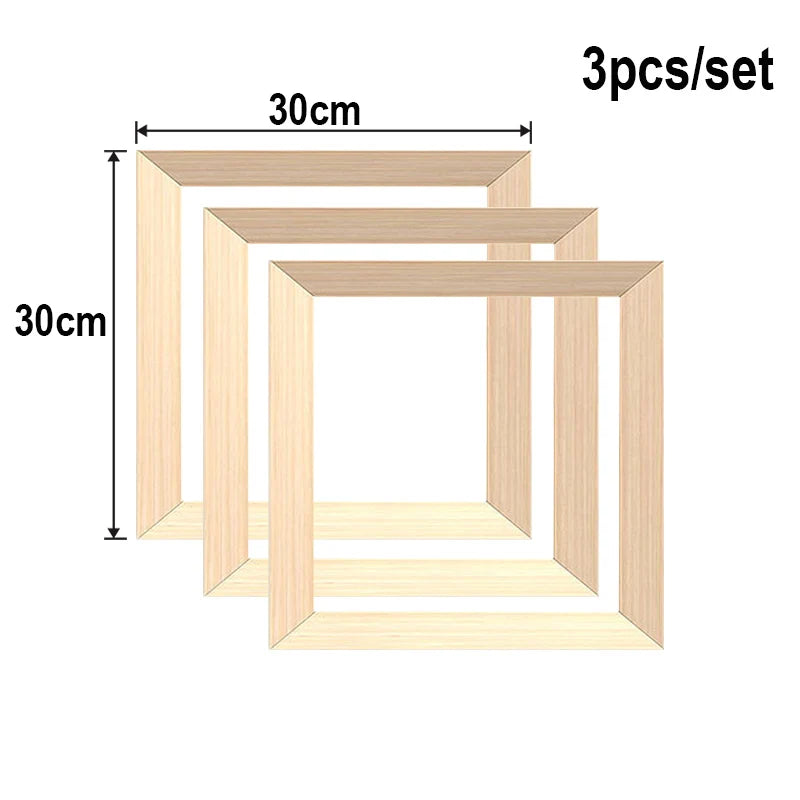 3-Pack Natural Wood Picture Frames A4 30×40 for Diamond Painting Decor