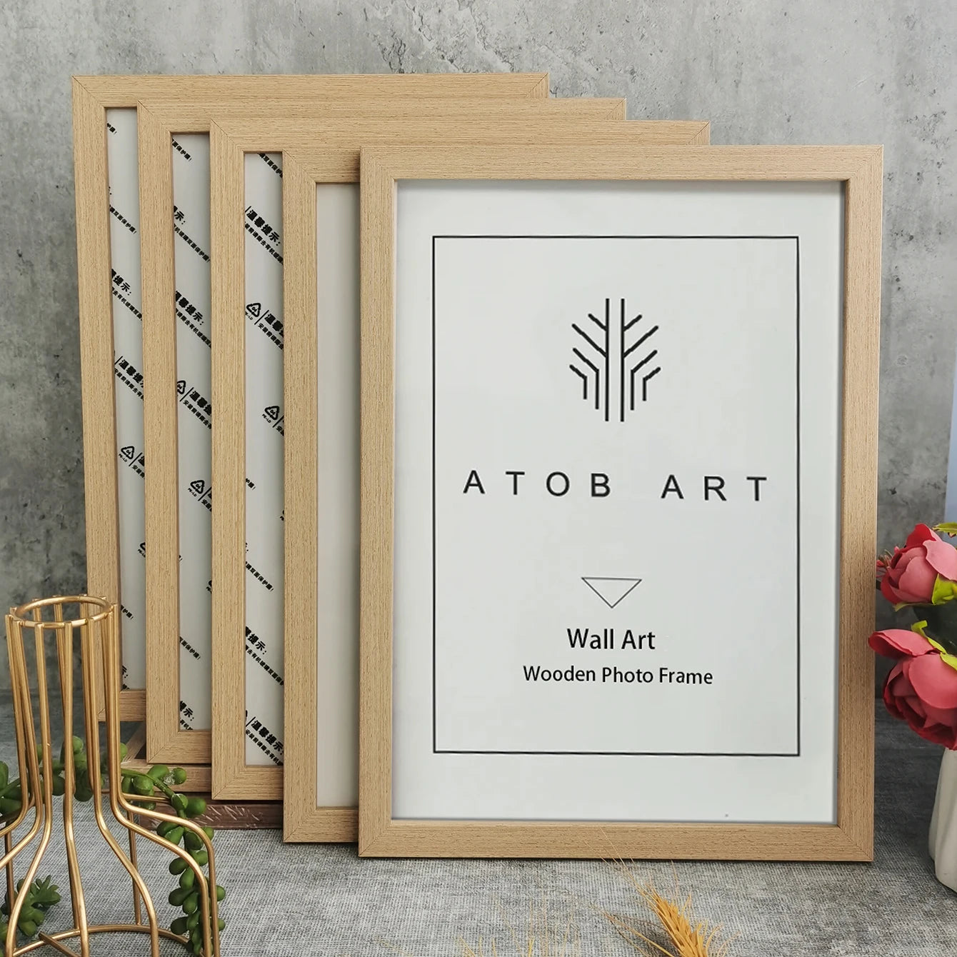 5-Pack Wooden Photo Frames Set 10×15, 15×20, 20×25 & A4 for Certificates