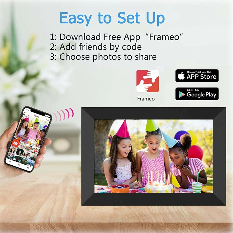 10.1‑Inch WiFi Digital Photo Frame with 32GB/64GB IPS Touch Screen