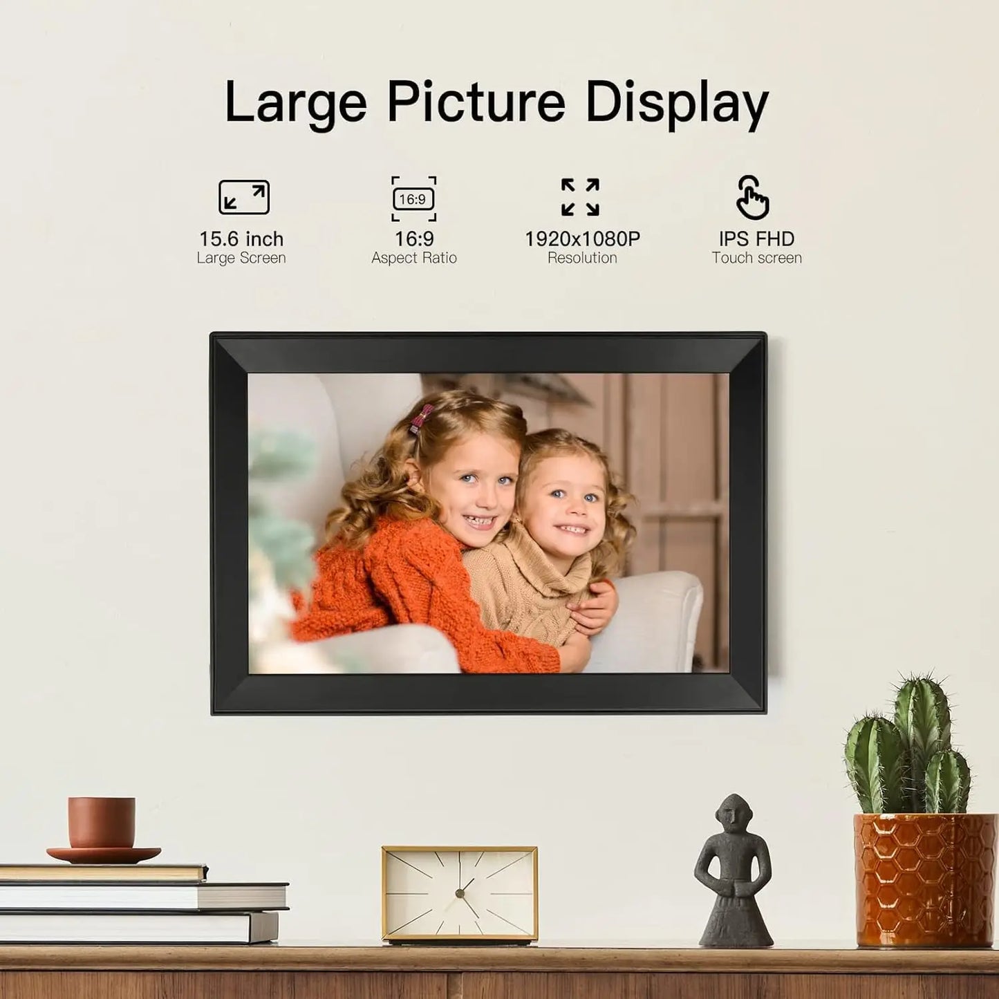 15.6 Inch WiFi Digital Photo Frame 32GB/64GB IPS 1920x1080 Share via Frameo