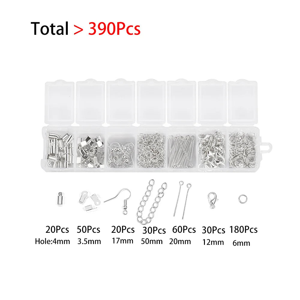 Alloy Jewelry Findings Set with Lobster Clasp, Jump Rings & Earring Hooks