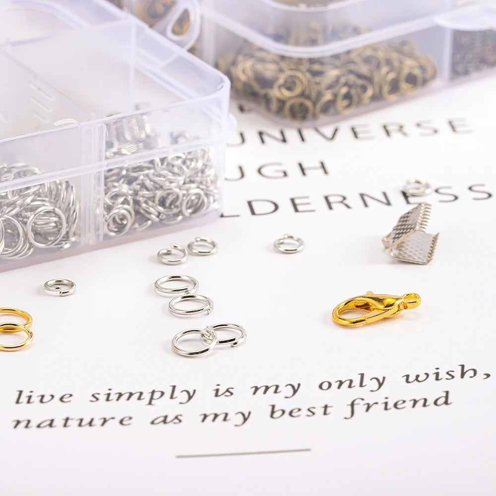 Alloy Jewelry Findings Set with Lobster Clasp, Jump Rings & Earring Hooks