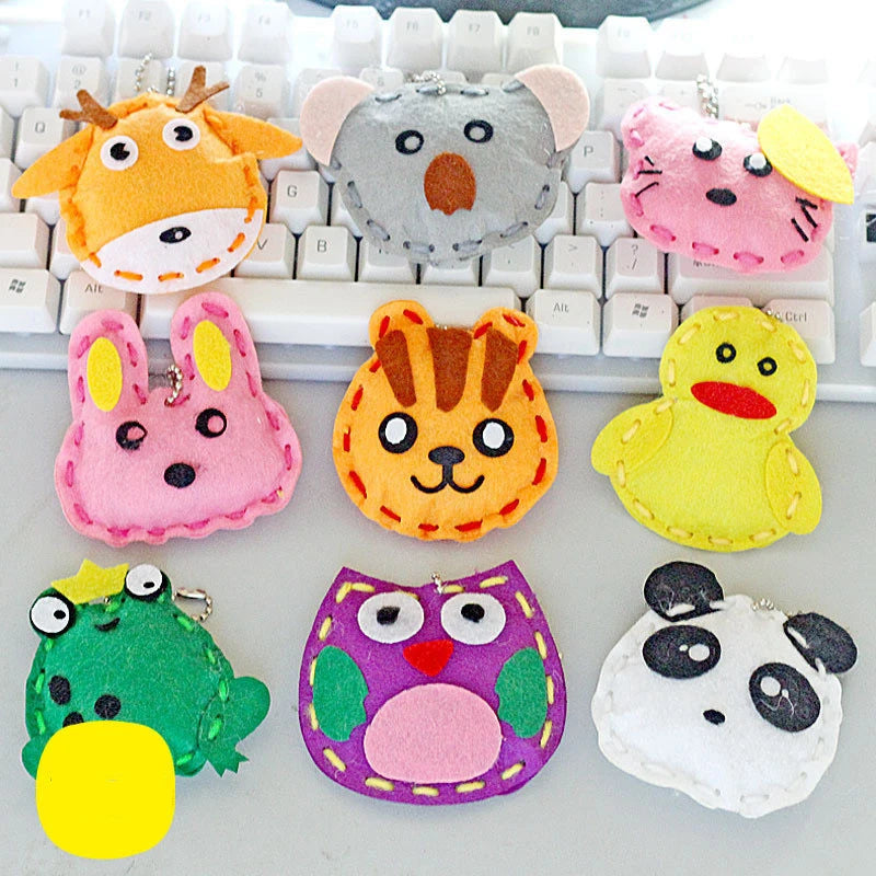 10Pcs Non-woven Pink Bag & Keychain DIY Children’s Handcraft Kits