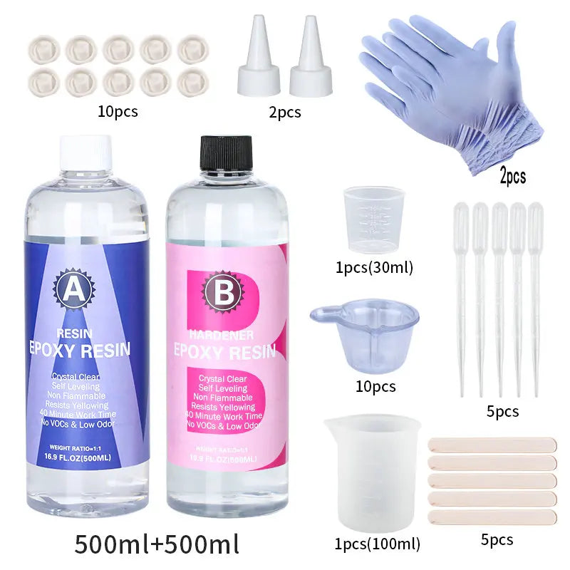 1:1 Crystal Clear Epoxy Resin Kit – High Gloss, Bubble‑Free for Coating & Casting