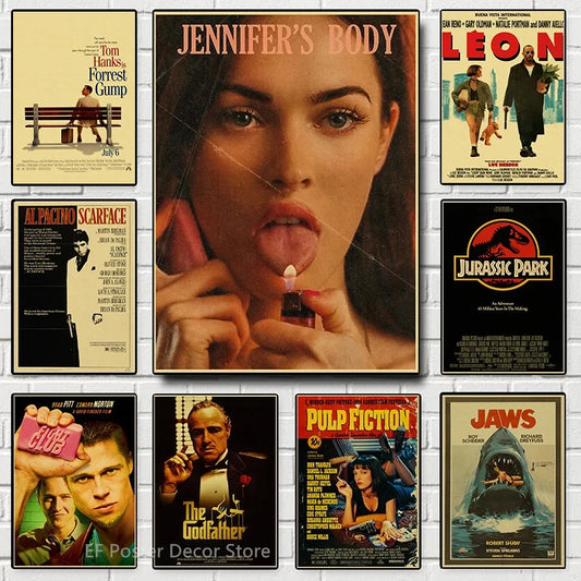 Classic Film Poster Prints Vintage Nostalgic Decor Jaws/Leon