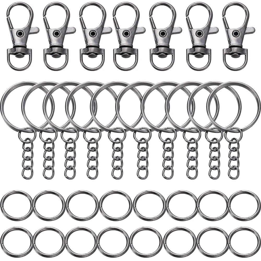 70‑Piece Swivel Snap Hook & Key Ring Set with Chain Jump Rings – DIY Keychain & Jewelry Supply