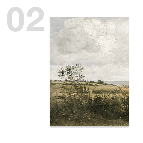 American Country Field Sky Vase Canvas Vintage Poster Decor
