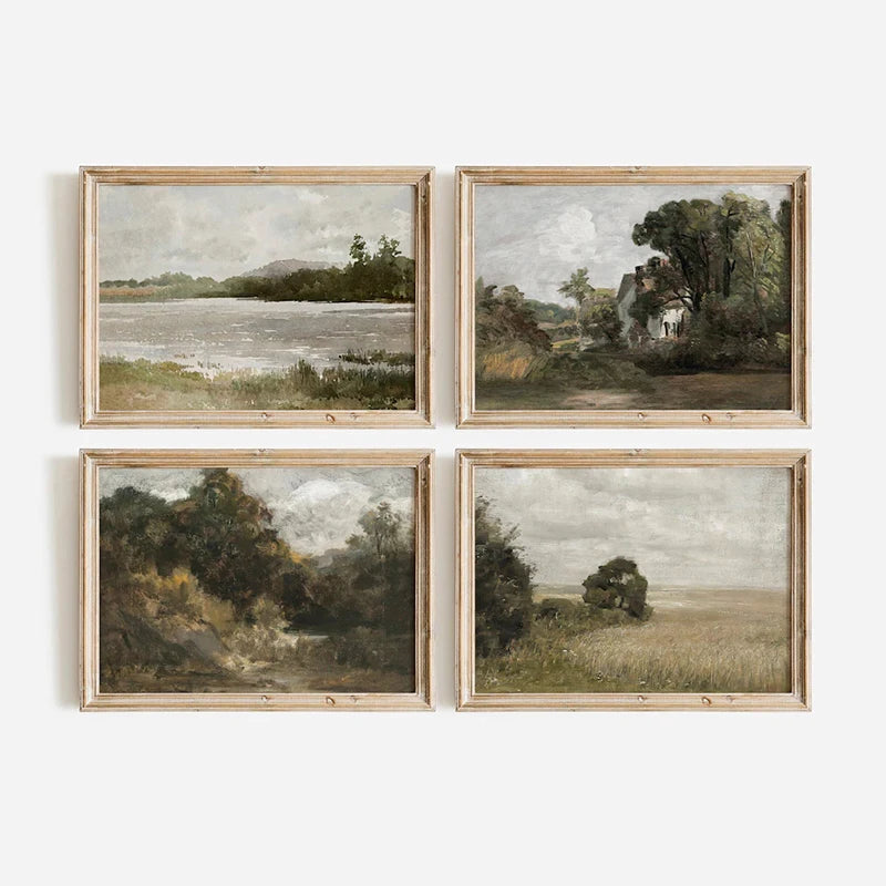 American Country Field Sky Vase Canvas Vintage Poster Decor