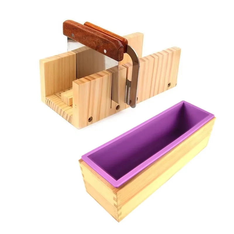 1.2L Rectangular Silicone Soap Mold Kit – Wooden Frame & Stainless Steel Scraper