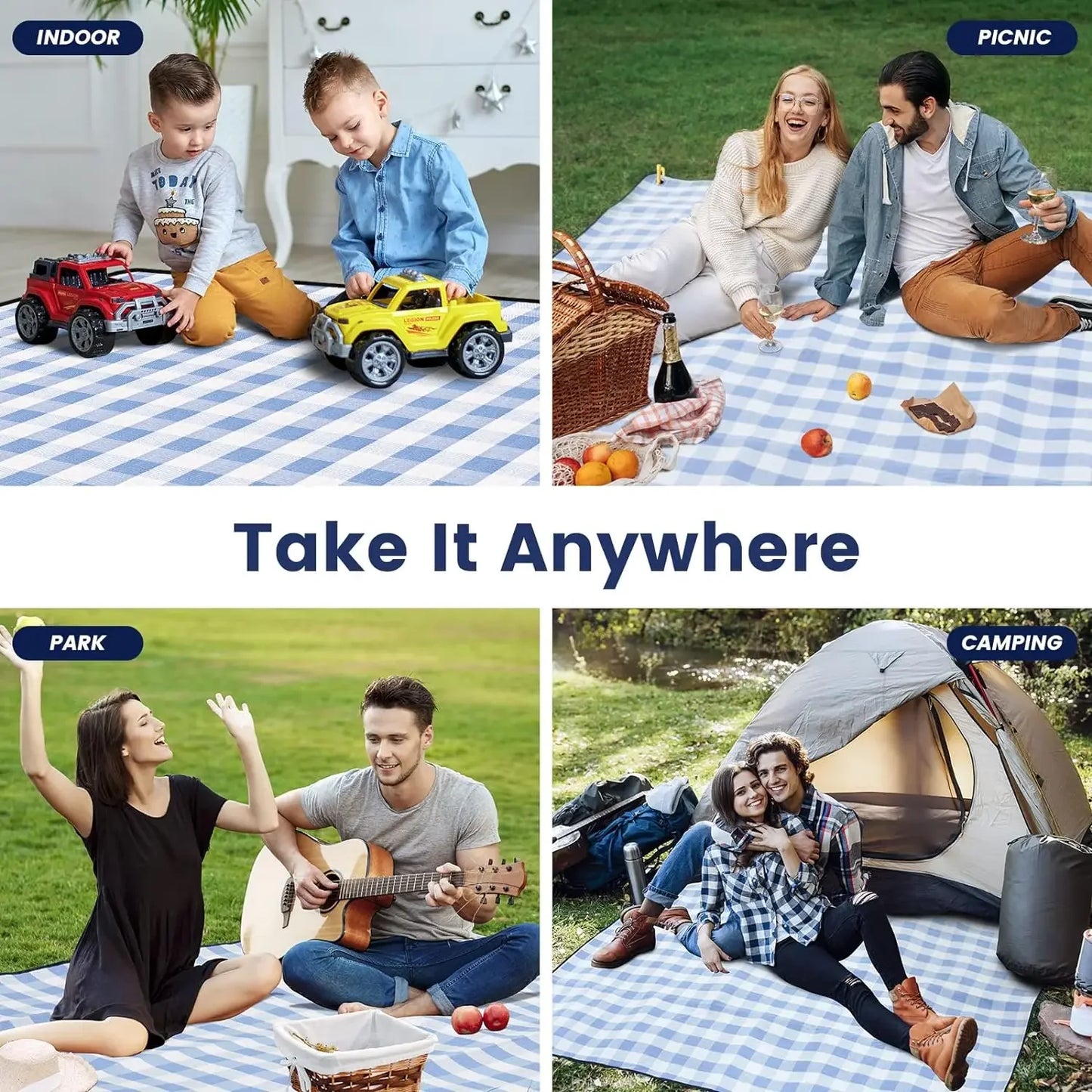 Extra‑Large Waterproof Foldable Picnic Blanket for 8 Adults – Outdoor Use