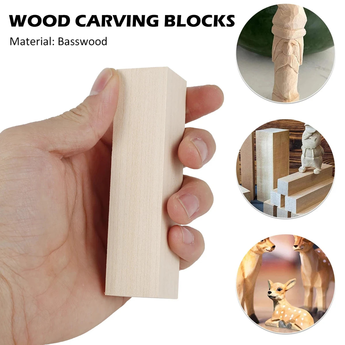 Basswood Carving Blocks – 6 or 50 pcs Natural Wood for DIY Crafts & Art, Portable for Beginners