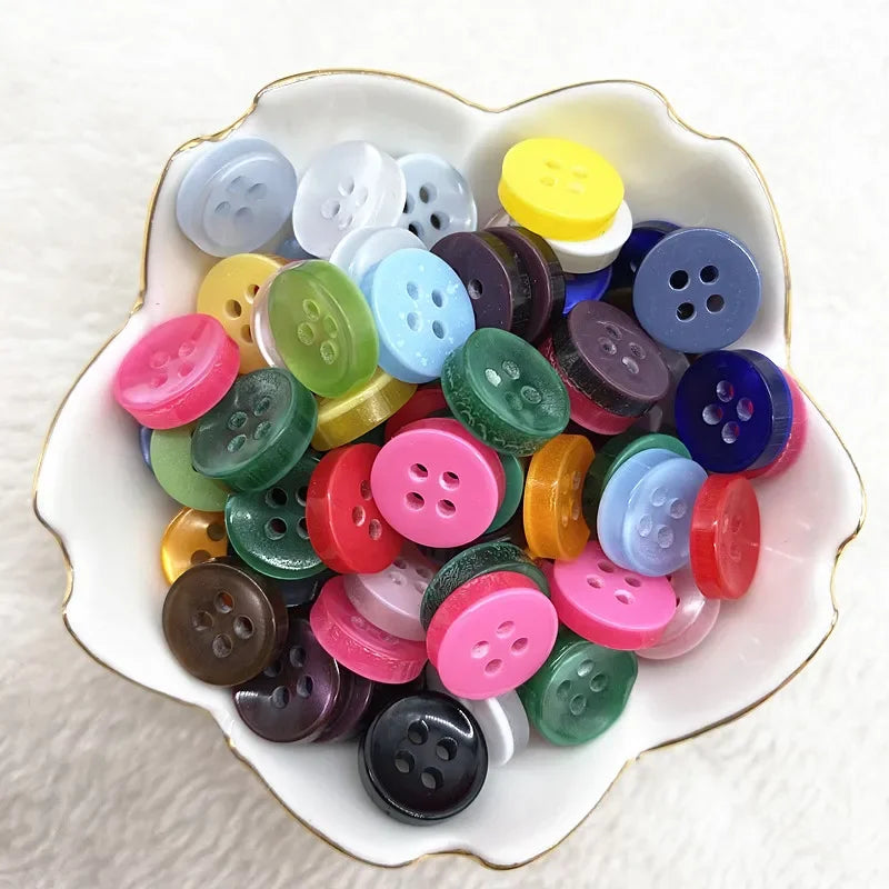 50-Pack Resin Cat Eye Buttons 12mm – Bowl & Four-Eye