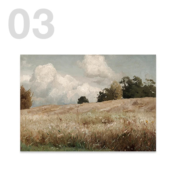 American Country Field Sky Vase Canvas Vintage Poster Decor