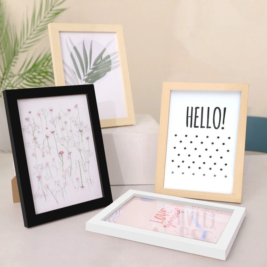 Wood Photo Frames Set 10×15, 15×20, 20×25 & A4 for Wall and Desktop Decor