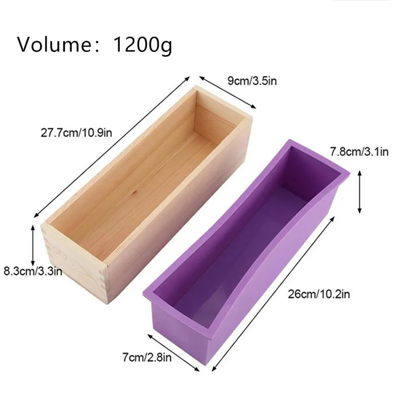 1.2L Rectangular Silicone Soap Mold Kit – Wooden Frame & Stainless Steel Scraper