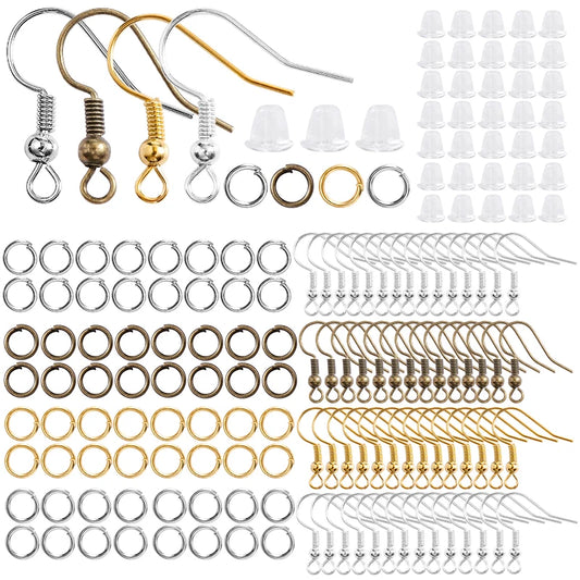 300-Pack Hypoallergenic Earring Hooks, Jump Rings & Rubber Backs
