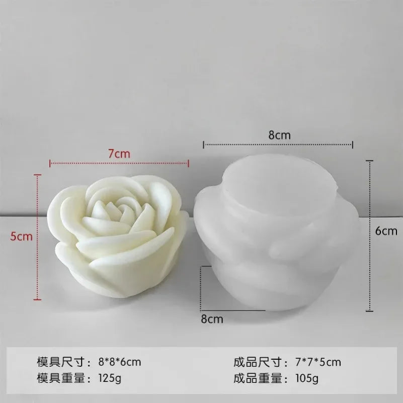 Valentine’s Day Rose Flower Silicone Candle Mold 3D Peony Soap