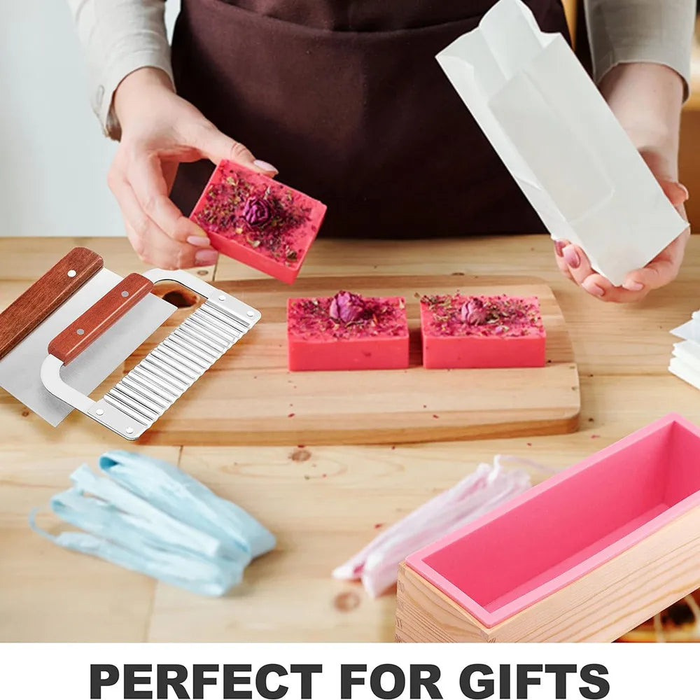1.2L Rectangular Silicone Soap Mold Kit – Wooden Frame & Stainless Steel Scraper