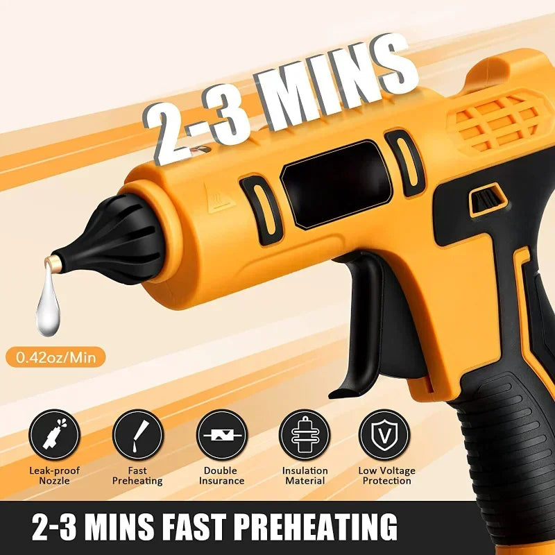 Cordless Electric Glue Gun Anti-scald Nozzle +10 Sticks For Dewalt