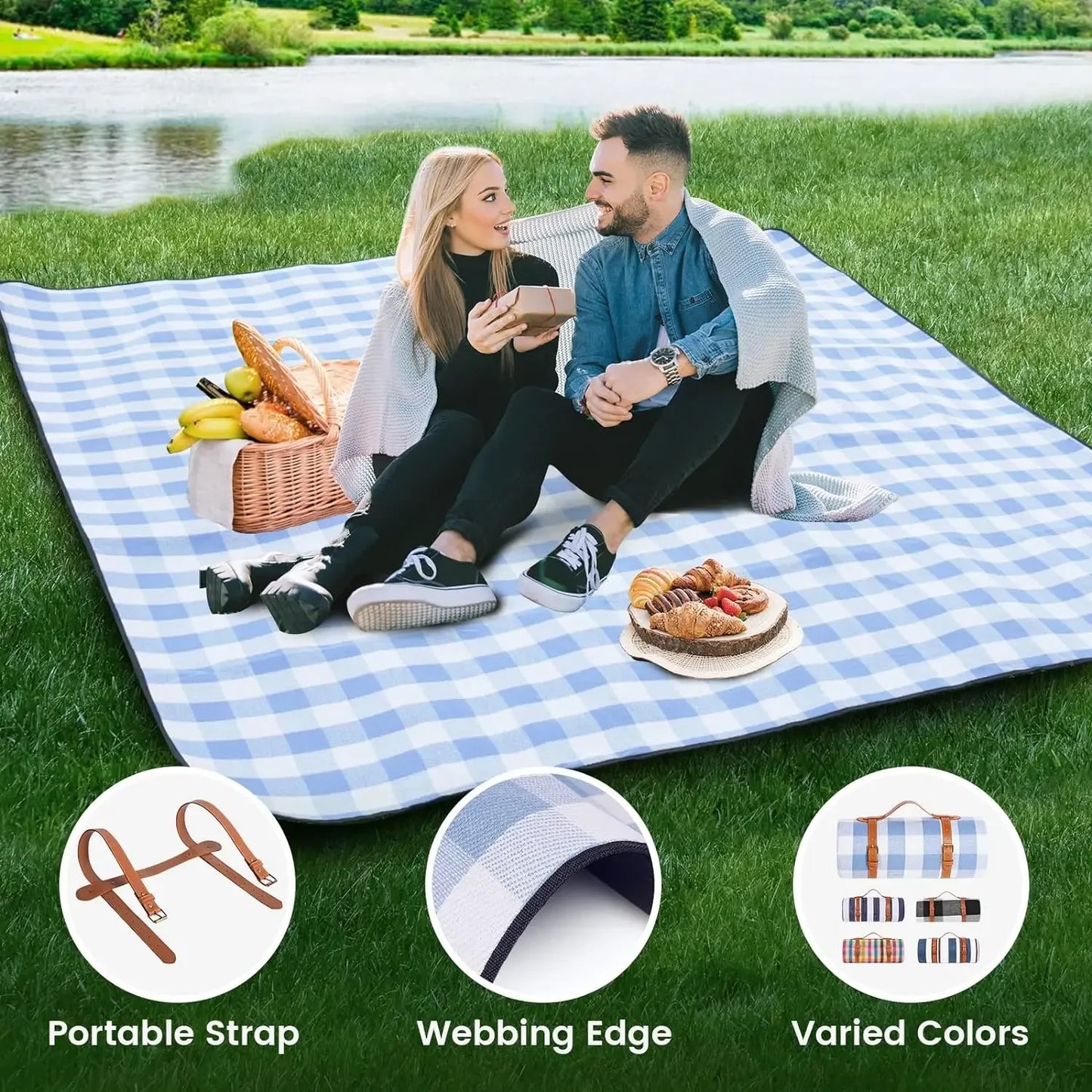 Extra‑Large Waterproof Foldable Picnic Blanket for 8 Adults – Outdoor Use